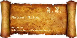 Metner Milos névjegykártya